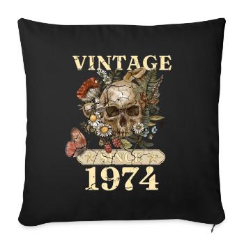 Vintage Skull And Botanicals Since 1974 - Sofa pillowcase 17,3'' x 17,3'' (45 x 45 cm) - black - Front