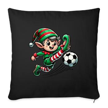 Christmas Elf Football Adventure - Sofa pillowcase 17,3'' x 17,3'' (45 x 45 cm) - black - Front