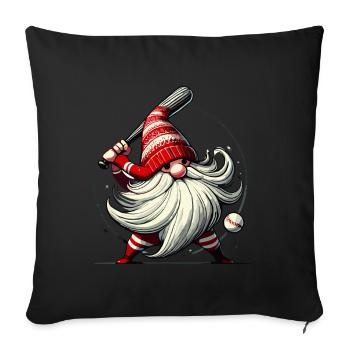 Christmas Baseball Gnome with Baseball Bat - Sofa pillowcase 17,3'' x 17,3'' (45 x 45 cm) - black - Front