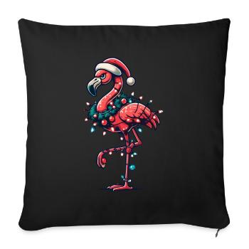 Funny Christmas flamingo with decoration - Sofa pillowcase 17,3'' x 17,3'' (45 x 45 cm) - black - Front