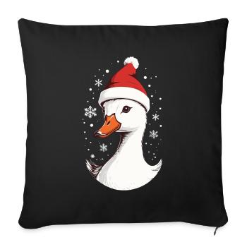 Canard de Noël avec chapeau de Noël - Housse de coussin décorative 45 x 45 cm - noir - Devant