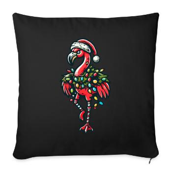 Funny Christmas flamingo with decoration - Sofa pillowcase 17,3'' x 17,3'' (45 x 45 cm) - black - Front