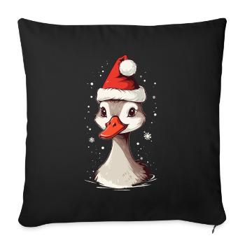 Canard de Noël avec chapeau de Noël - Housse de coussin décorative 45 x 45 cm - noir - Devant