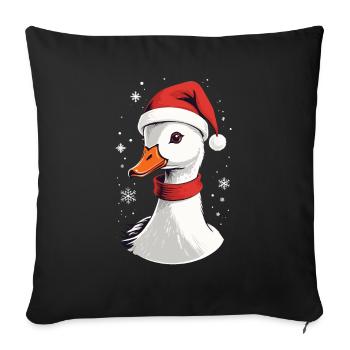 Canard de Noël avec chapeau et flocons de neige - Housse de coussin décorative 45 x 45 cm - noir - Devant