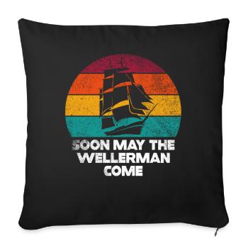 Matrose Meme Piratenschiff Ozean Segeln - Sofakissenbezug 45 x 45 cm - Schwarz - Vorne