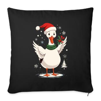 Canard de Noël avec chapeau de Noël - Housse de coussin décorative 45 x 45 cm - noir - Devant