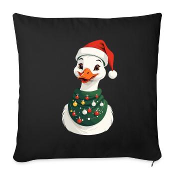 Canard de Noël avec chapeau de Noël - Housse de coussin décorative 45 x 45 cm - noir - Devant