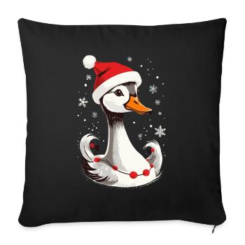 Canard de Noël avec chapeau et flocons de neige - Housse de coussin décorative 45 x 45 cm - noir - Devant