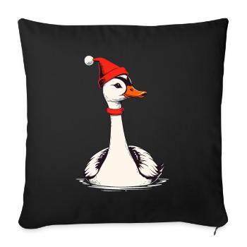 Oie de Noël avec chapeau de Noël - Housse de coussin décorative 45 x 45 cm - noir - Devant