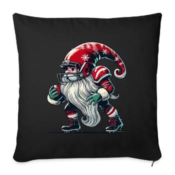 Noël Football Gnome Nain Elfe Gnome Gnome - Housse de coussin décorative 45 x 45 cm - noir - Devant
