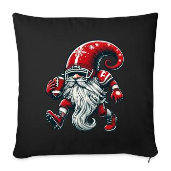 Noël Football Gnome Nain Elfe Gnome Gnome - Housse de coussin décorative 45 x 45 cm - noir - Devant