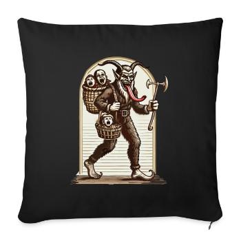 Krampus effrayant avec des enfants coquins - Housse de coussin décorative 45 x 45 cm - noir - Devant