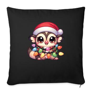 Christmas String Lights Sugar Gliders - Sofa pillowcase 17,3'' x 17,3'' (45 x 45 cm) - black - Front