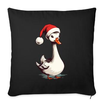 Canard festif avec chapeau de Noël pour Noël - Housse de coussin décorative 45 x 45 cm - noir - Devant