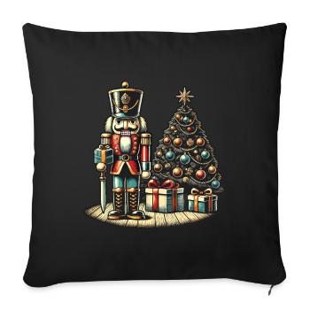 Nutcracker and Christmas Tree Art - Sofa pillowcase 17,3'' x 17,3'' (45 x 45 cm) - black - Front