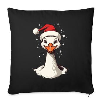 Motif de Noël sucré de canard festif avec chapeau - Housse de coussin décorative 45 x 45 cm - noir - Devant
