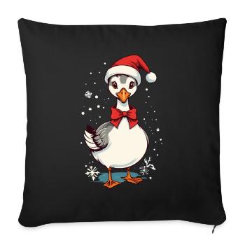 Motif de Noël sucré de canard festif avec chapeau - Housse de coussin décorative 45 x 45 cm - noir - Devant