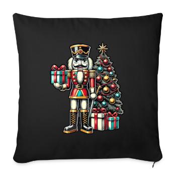 Nutcracker with Christmas tree and gifts - Sofa pillowcase 17,3'' x 17,3'' (45 x 45 cm) - black - Front