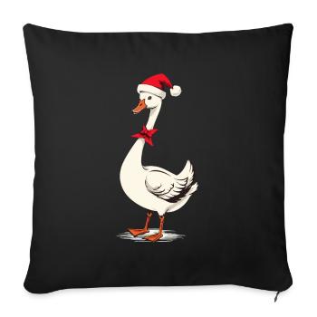Oie festive avec chapeau de père Noël - Housse de coussin décorative 45 x 45 cm - noir - Devant