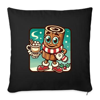 Hot Chocolate With Cinnamon Cartoon Christmas - Sofa pillowcase 17,3'' x 17,3'' (45 x 45 cm) - black - Front