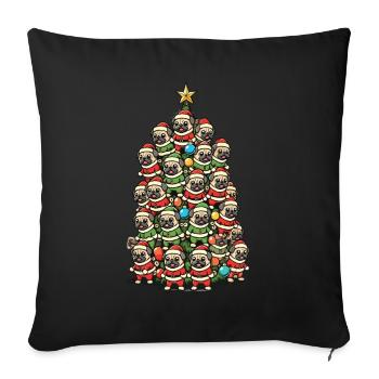 Merry Pug Christmas Tree - Sofa pillowcase 17,3'' x 17,3'' (45 x 45 cm) - black - Front