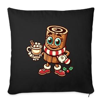 Hot Chocolate With Cinnamon Christmas Cartoon - Sofa pillowcase 17,3'' x 17,3'' (45 x 45 cm) - black - Front