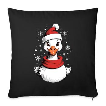 Canard de Noël avec chapeau de Noël - Housse de coussin décorative 45 x 45 cm - noir - Devant