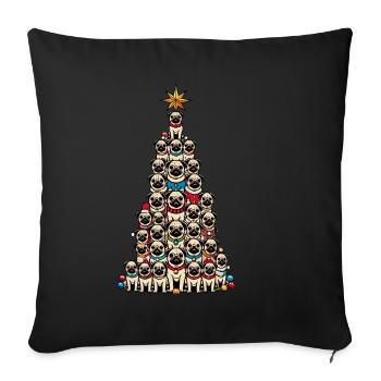 Pug Christmas Tree Funny Dog Motifs - Sofa pillowcase 17,3'' x 17,3'' (45 x 45 cm) - black - Front