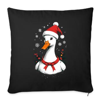 Canard de Noël avec un joli chapeau de Noël - Housse de coussin décorative 45 x 45 cm - noir - Devant