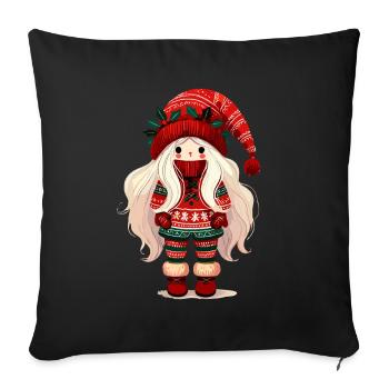 Cute Christmas elf in Scandinavian style - Sofa pillowcase 17,3'' x 17,3'' (45 x 45 cm) - black - Front