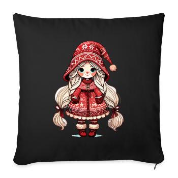 Festive Christmas elf in Scandinavian style - Sofa pillowcase 17,3'' x 17,3'' (45 x 45 cm) - black - Front