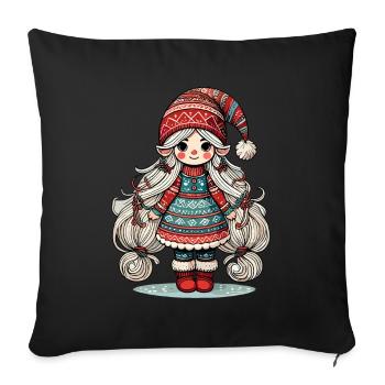Christmas Gnome Woman Festive Gnome Girl - Sofa pillowcase 17,3'' x 17,3'' (45 x 45 cm) - black - Front