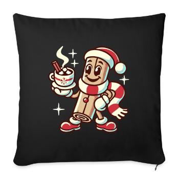 Cinnamon And Hot Chocolate Christmas Fun - Sofa pillowcase 17,3'' x 17,3'' (45 x 45 cm) - black - Front
