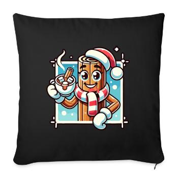 Hot Chocolate with Cinnamon Cartoon Winter Joy - Sofa pillowcase 17,3'' x 17,3'' (45 x 45 cm) - black - Front