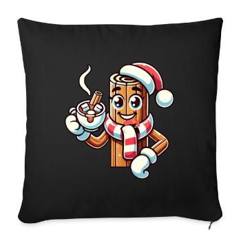 Hot Chocolate With Cinnamon Cartoon Christmas - Sofa pillowcase 17,3'' x 17,3'' (45 x 45 cm) - black - Front