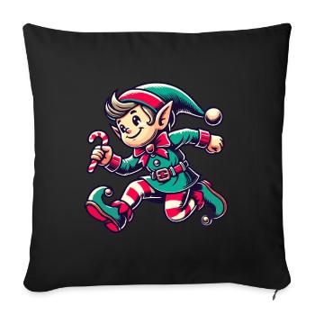 Joyeux nain de Noël avec canne à sucre - Housse de coussin décorative 45 x 45 cm - noir - Devant