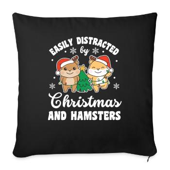 Facilement distrait par Noël et la thésaurisation - Housse de coussin décorative 45 x 45 cm - noir - Devant