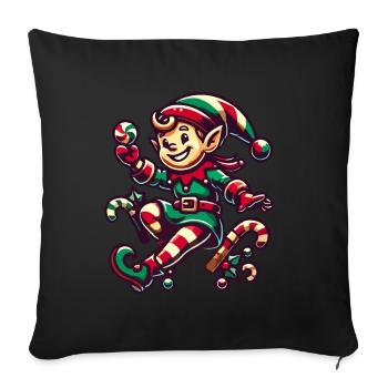 Merry Christmas elf with candy cane - Sofa pillowcase 17,3'' x 17,3'' (45 x 45 cm) - black - Front