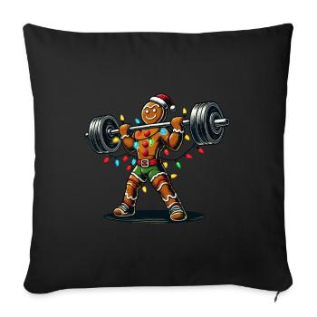 Gingerbread Man Bodybuilder Christmas Fitness Fun - Sofa pillowcase 17,3'' x 17,3'' (45 x 45 cm) - black - Front