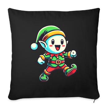 Joyeux nain de Noël pour une ambiance festive - Housse de coussin décorative 45 x 45 cm - noir - Devant