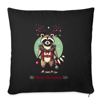 Merry Christmas Raccoon Joy - Sofa pillowcase 17,3'' x 17,3'' (45 x 45 cm) - black - Front