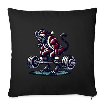 Noël Krampus Bodybuilder Entraînement musculaire - Housse de coussin décorative 45 x 45 cm - noir - Devant