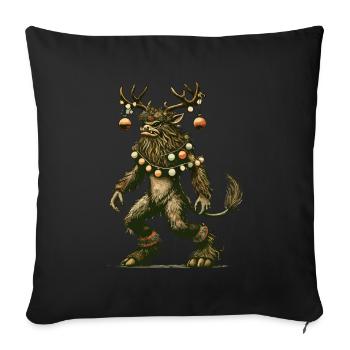 Festlicher Krampus Weihnachtszauber - Sofakissenbezug 45 x 45 cm - Schwarz - Vorne