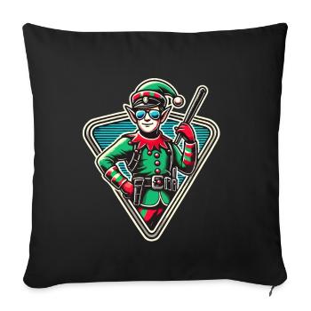 Christmas elf with sunglasses - Sofa pillowcase 17,3'' x 17,3'' (45 x 45 cm) - black - Front