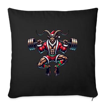 Noël Krampus Bodybuilder Entraînement musculaire - Housse de coussin décorative 45 x 45 cm - noir - Devant