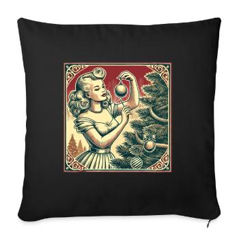 Noël rétro pin-up nostalgie - Housse de coussin décorative 45 x 45 cm - noir - Devant