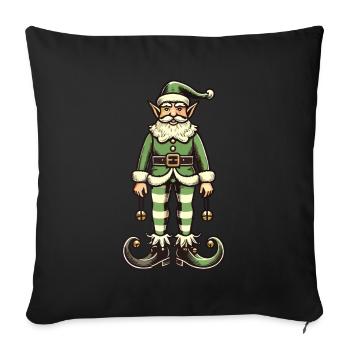 Christmas Elf in Green White Costume - Sofa pillowcase 17,3'' x 17,3'' (45 x 45 cm) - black - Front