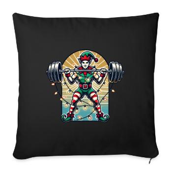 Christmas Gym Elf With Dumbbell Training - Sofa pillowcase 17,3'' x 17,3'' (45 x 45 cm) - black - Front