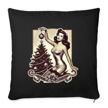 Pin-up de Noël rétro Vintage Charm - Housse de coussin décorative 45 x 45 cm - noir - Devant