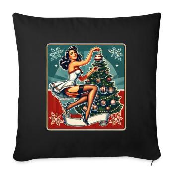 Pin-Up de Noël rétro style vintage - Housse de coussin décorative 45 x 45 cm - noir - Devant